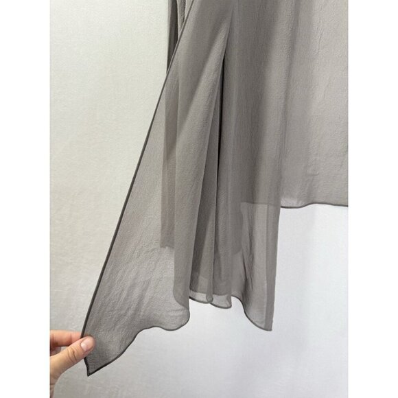 Eileen Fisher 100% Silk Open Front Drape Jacket Womens XS Gray Crepe Sheer Cape - Picture 3 of 10